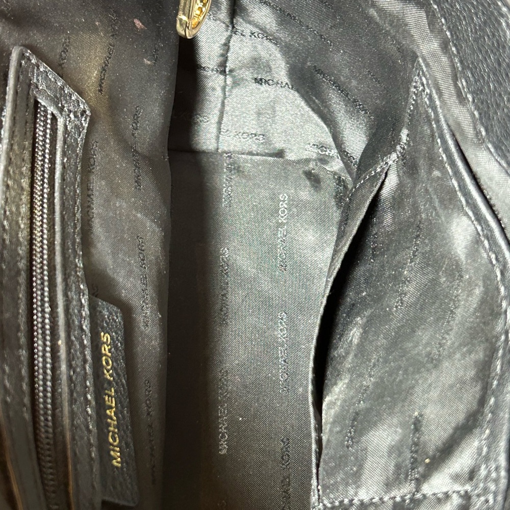Michael Kors Black Pebbled Leather Brooklyn Satchel Bag/Gold Studs 13”x 8”x 4.5” - Picture 13 of 14